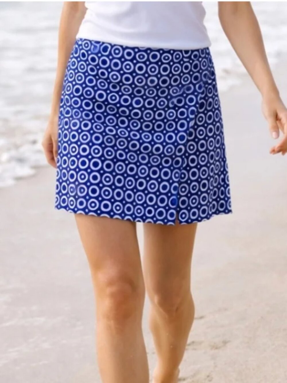 RipSkirt Hawaii Blue Polka DotDotDot Travel Beach Cover Wrap Skirt Women size M